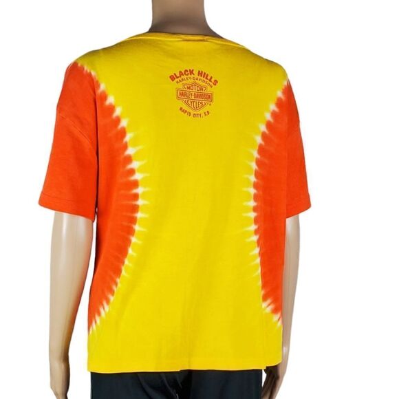 Harley Davidson, Y2K, Orange & Yellow Tie Dye Sturgis T-Shirt - Picture 2 of 6